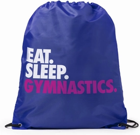 ChalkTalkSPORTS Gymnastics Sport Pack Drawstring Bag | Eat Sleep Gymnastics | Royal