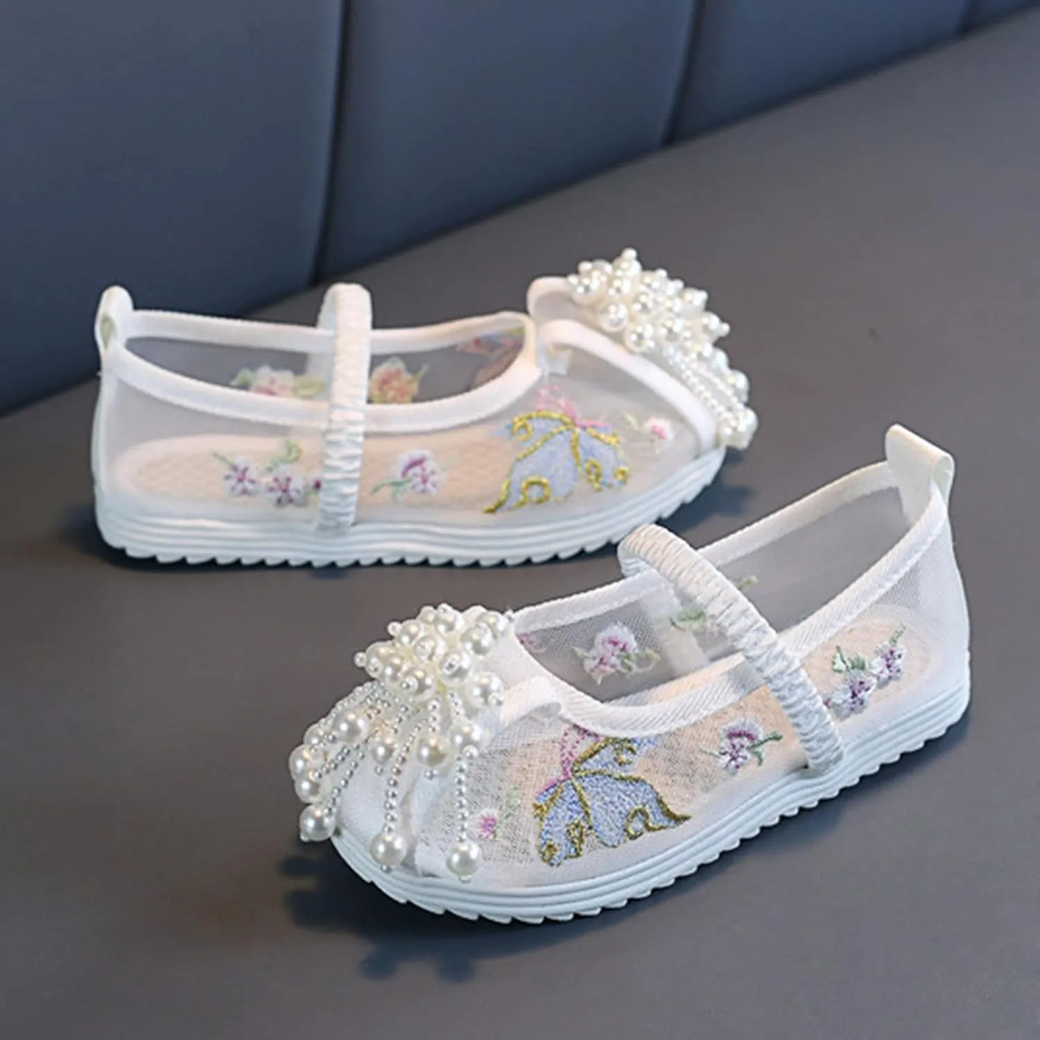 Chinese Traditional Embroidered Costume Shoes Girls Ancient Round Toe Floral Flat𝘀 Fairy Cheongsam Dress Up Shoes