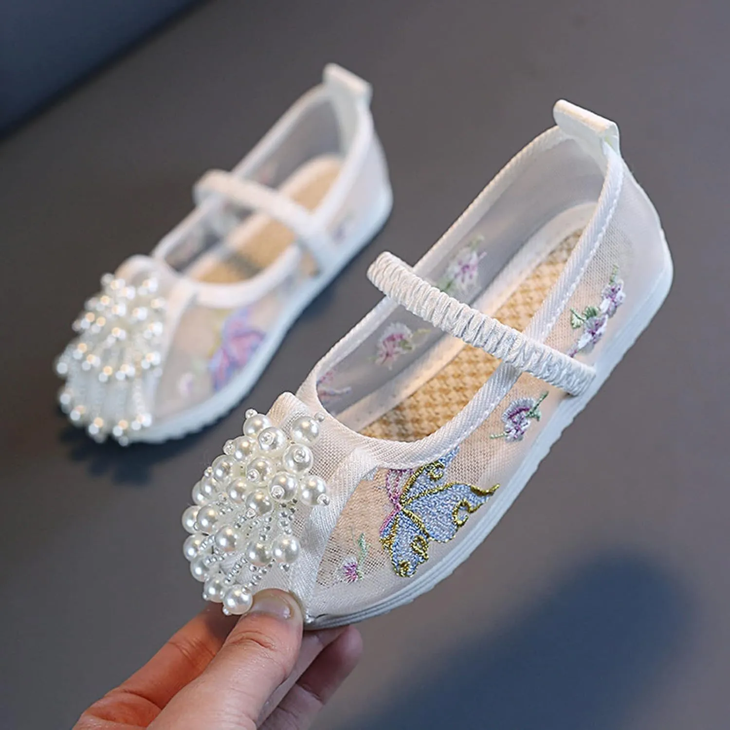Chinese Traditional Embroidered Costume Shoes Girls Ancient Round Toe Floral Flat𝘀 Fairy Cheongsam Dress Up Shoes