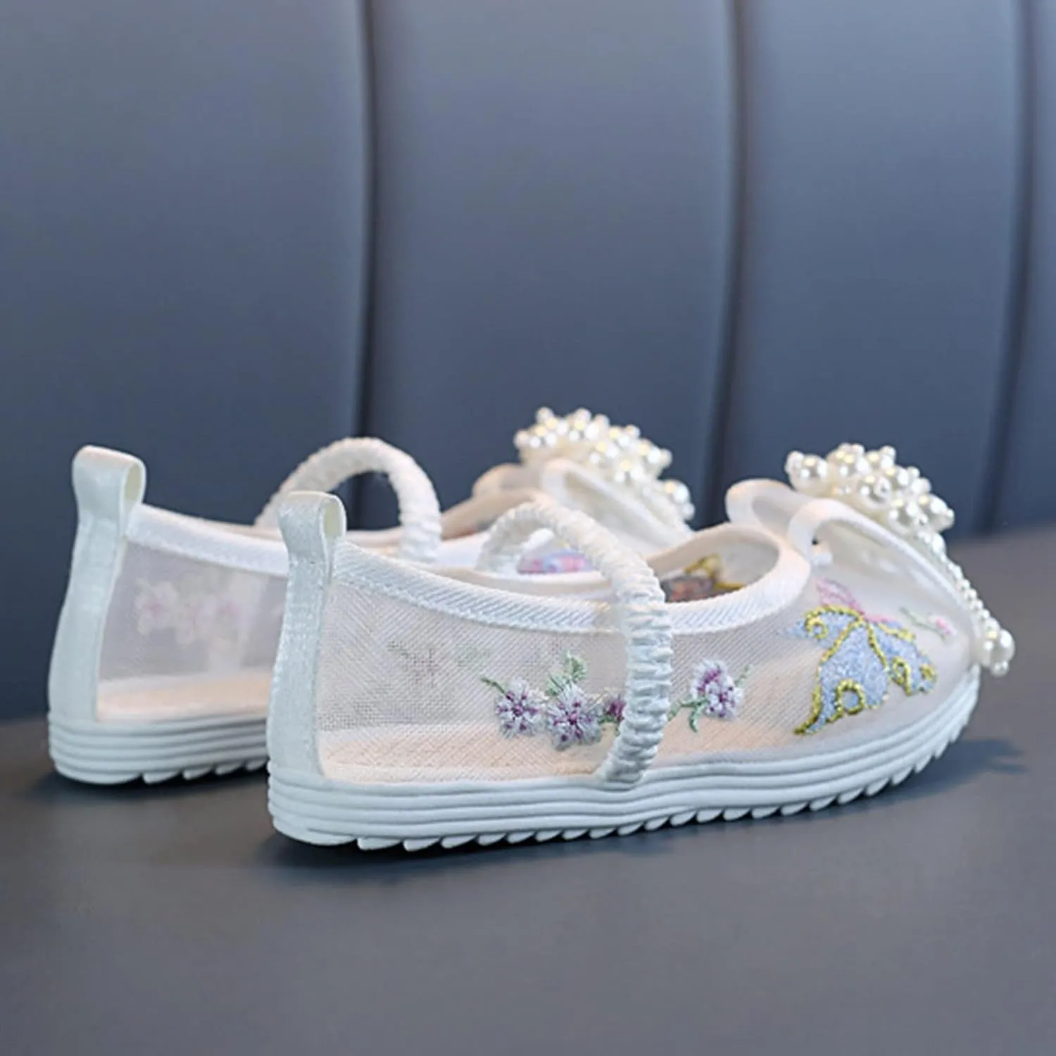 Chinese Traditional Embroidered Costume Shoes Girls Ancient Round Toe Floral Flat𝘀 Fairy Cheongsam Dress Up Shoes