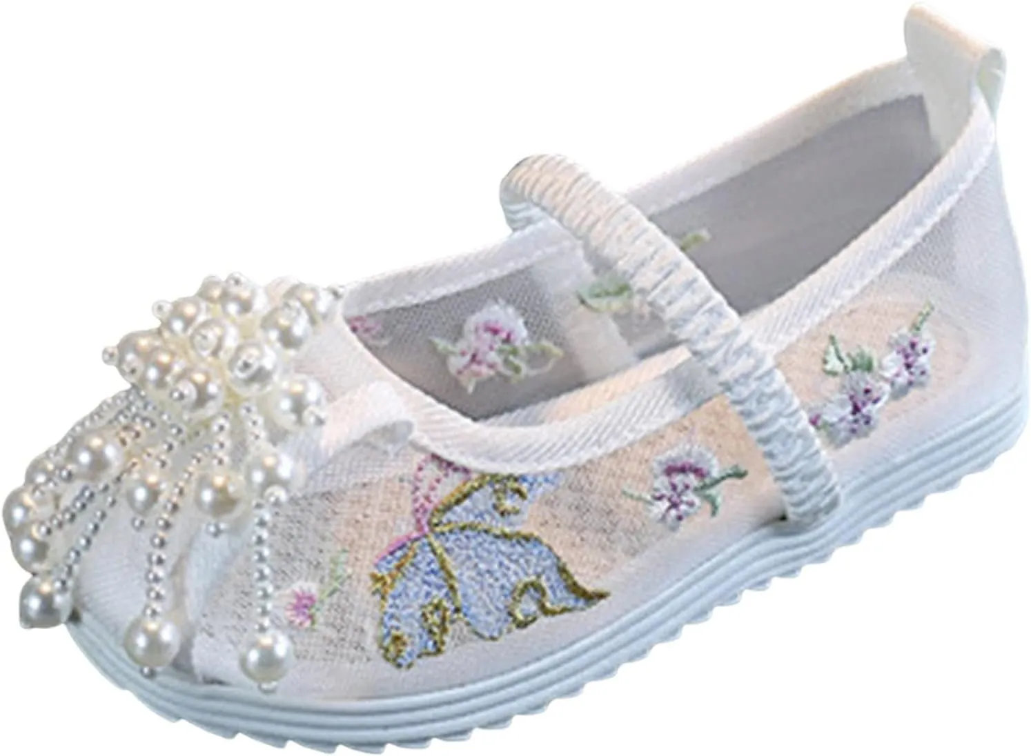 Chinese Traditional Embroidered Costume Shoes Girls Ancient Round Toe Floral Flat𝘀 Fairy Cheongsam Dress Up Shoes