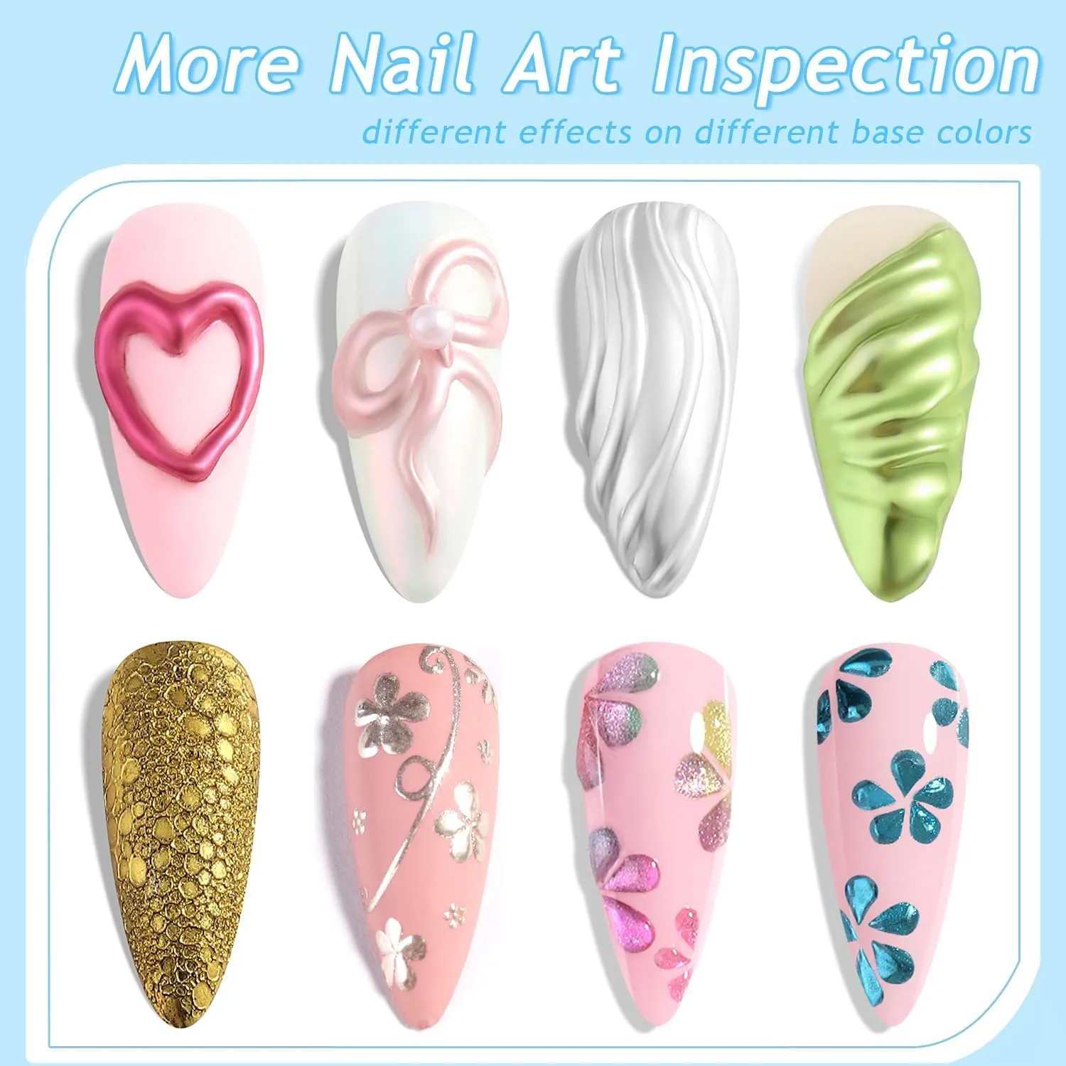 Chrome Nail Powder Kit, 24 Colors Mirror Effect Metallic Chrome Powder For Nails Gold Silver Rose Pink Blue Purple Nail Glitter Pigment With Brushes Manicure Salon Supplies