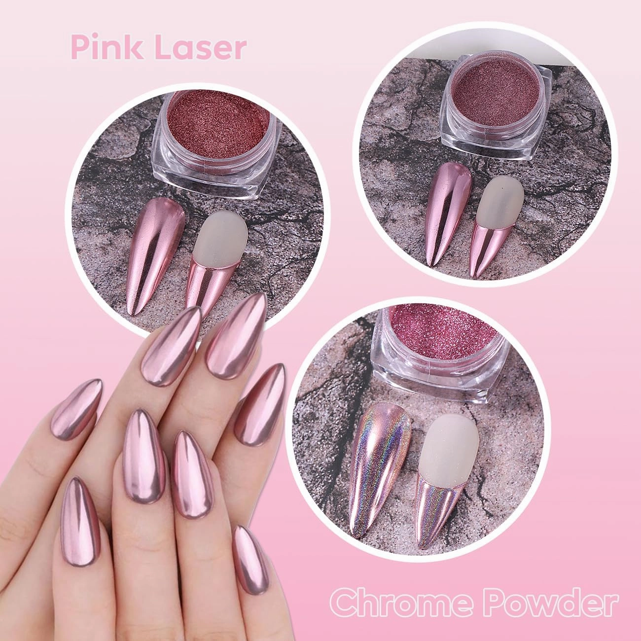 Chrome Powder for Nails Art Kit 30 Colors Pink Purple Metallic Chrome Nail Powder with Silicone Brush and Sticks Magic Mirror Rubbing Pigment for Salon Nail Art Supplies DIY Designs