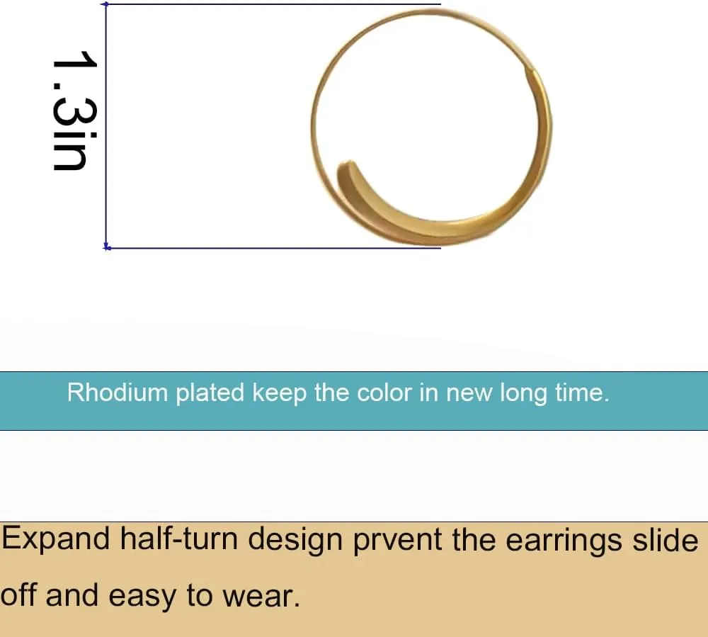 Classcial 18K Plated Large Round Statement Jewelry Gold Hoop Earring for Women Hypoallergenic