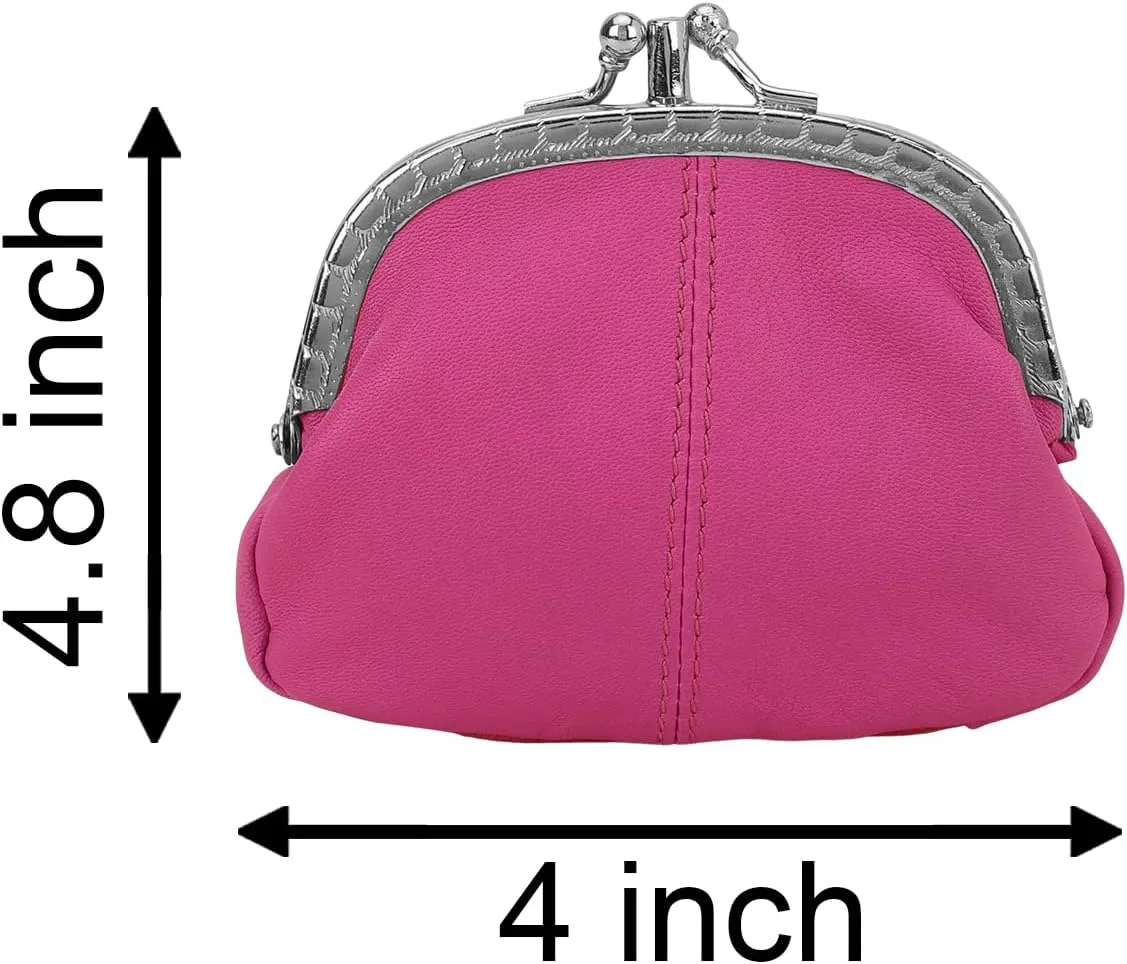 Coin Purse Double Frame with Zipper Pocket (Pink)