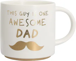 COLLECTIVE HOME - Charming Quips Mug, 15 oz Ceramic Coffee Cup with Heartwarming Sayings, Ideal Keepsake for Family Members, Thoughtful Gift for Relatives (This guy is one awesome dad)