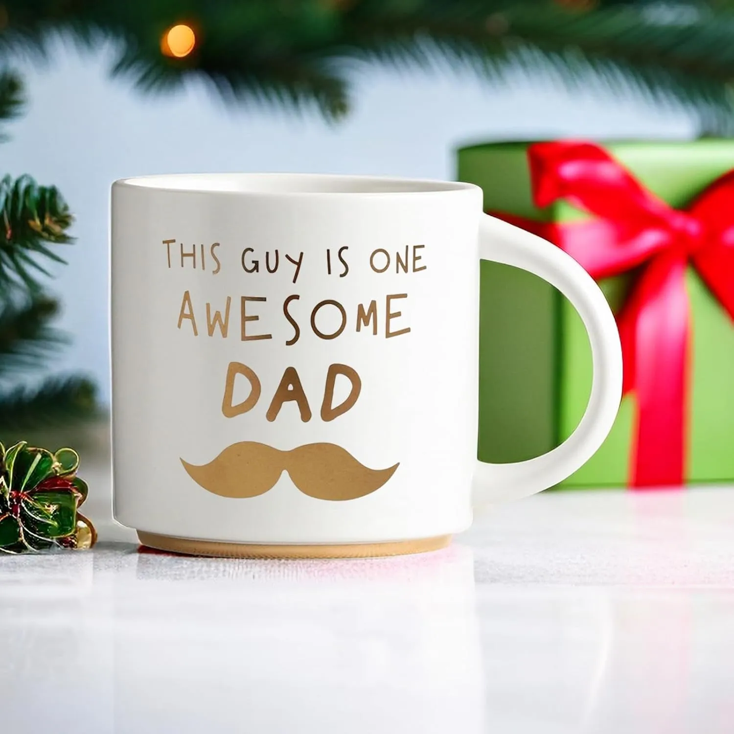 COLLECTIVE HOME - Charming Quips Mug, 15 oz Ceramic Coffee Cup with Heartwarming Sayings, Ideal Keepsake for Family Members, Thoughtful Gift for Relatives (This guy is one awesome dad)