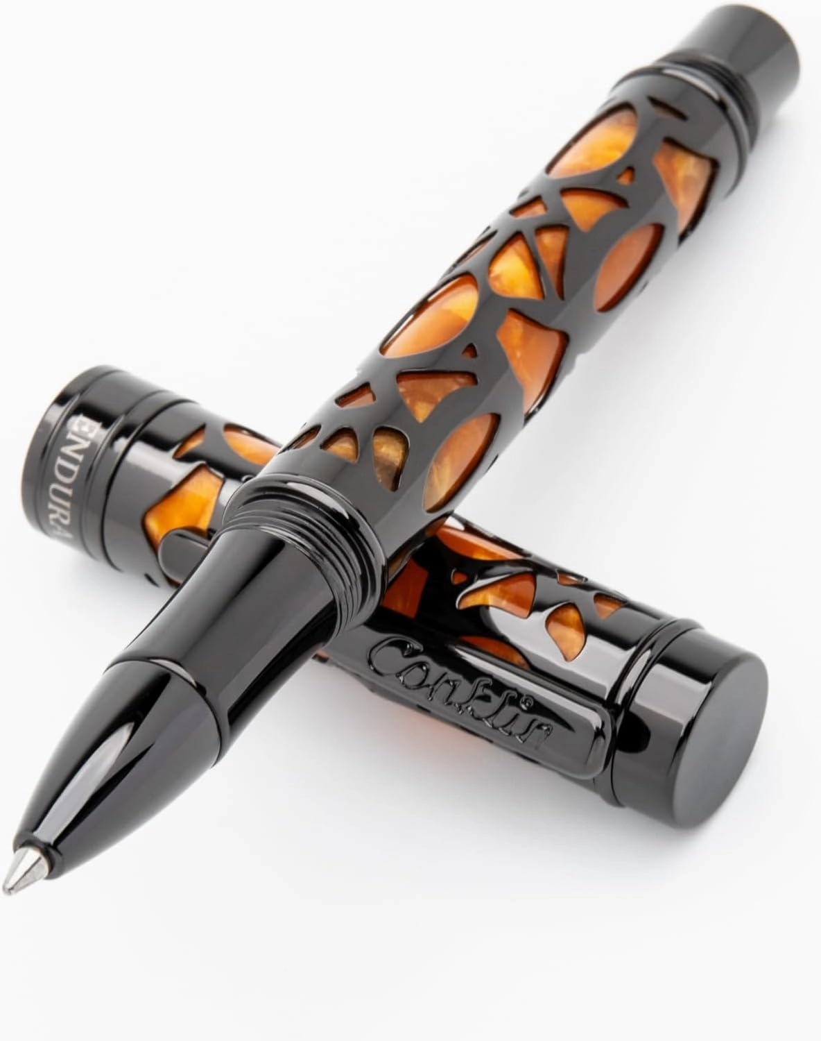 Conklin Endura Deco Crest Rollerball Pen in Orange with Rose Gold Accents – Refillable Rollerball Writing Instrument Pen Company