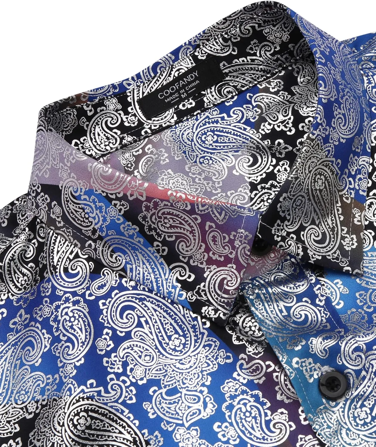 COOFANDY Men's Paisley Shirt Luxury Disco Long Sleeve Button Down Dress Shirts