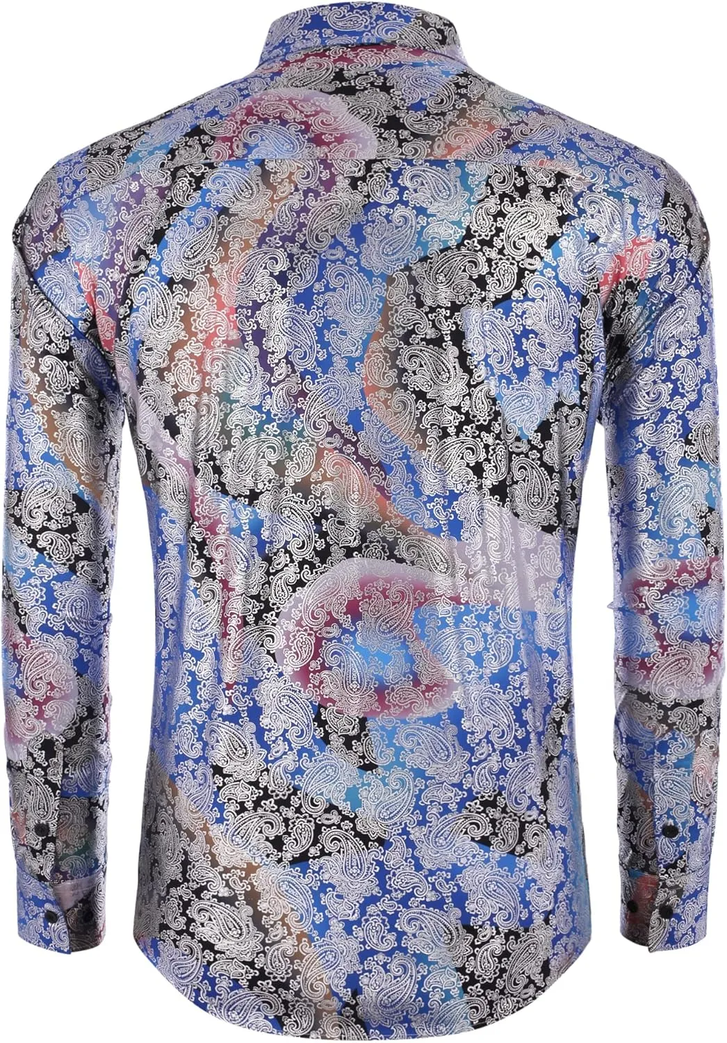 COOFANDY Men's Paisley Shirt Luxury Disco Long Sleeve Button Down Dress Shirts