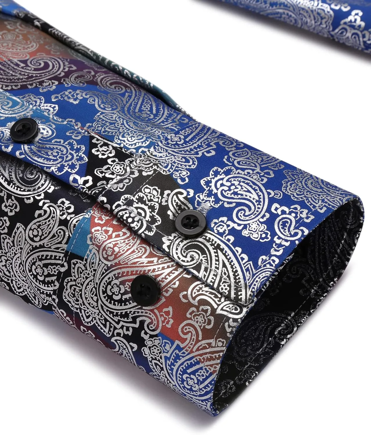 COOFANDY Men's Paisley Shirt Luxury Disco Long Sleeve Button Down Dress Shirts