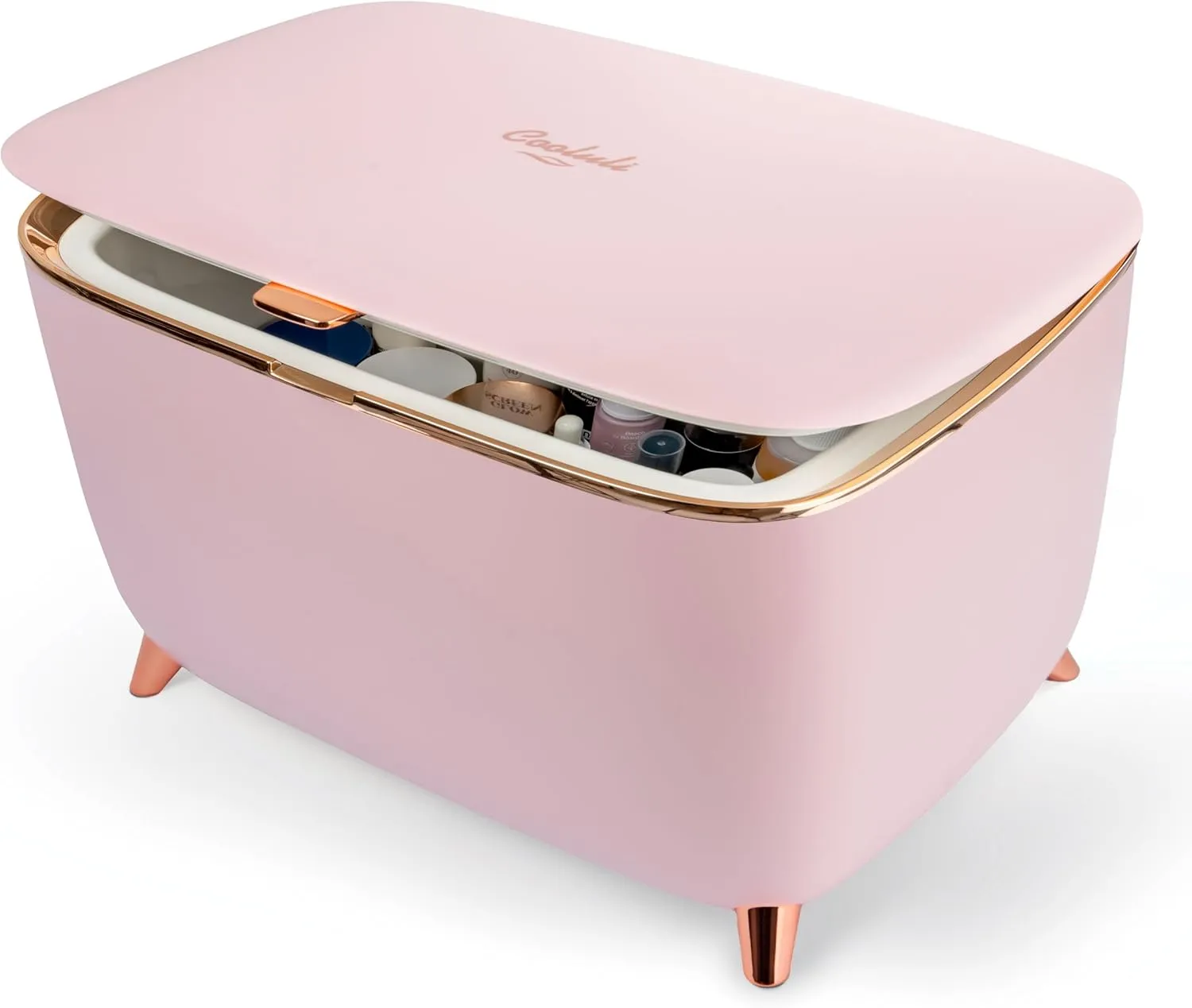 Cooluli Glam 9L Mini Skincare Fridge - Pink Mini Fridge for Skin Care Accessories, Makeup, Cosmetics and Facial Masks Storage - Ideal Birthday and Christmas Gift for Women and Teen Girls