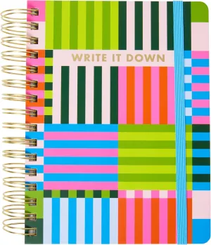 C.R. Gibson MJN2-25648 Signature Bold Stripes Twin Wire 3-in-1 Blank, Dot Grid, and Lined Journal with 480 Pages, 8.5" x 8.5", Multicolor