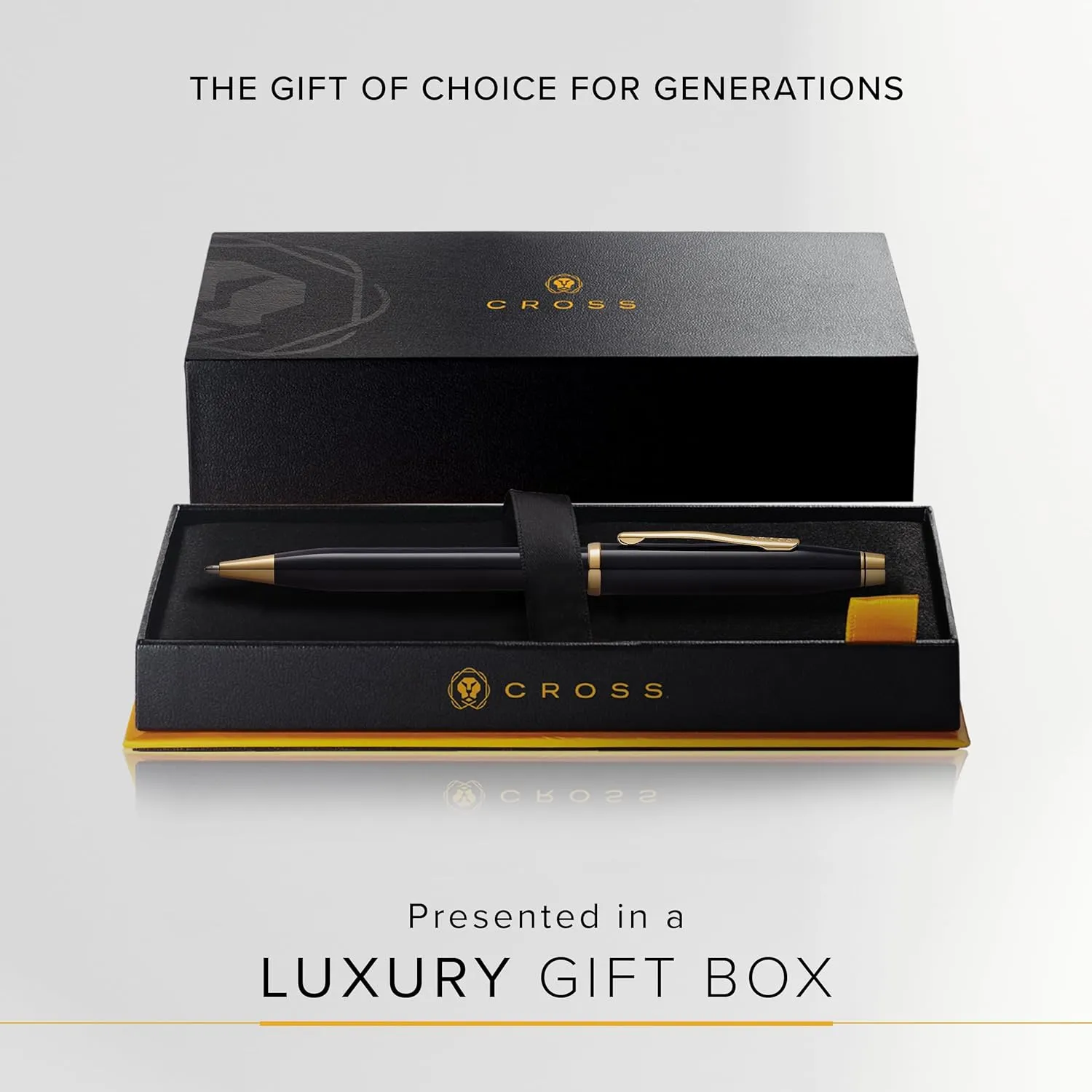 Cross Century II Refillable Ballpoint Pen Presented in a Luxury Gift Box - Medium Point, Black Ink, Black & Gold
