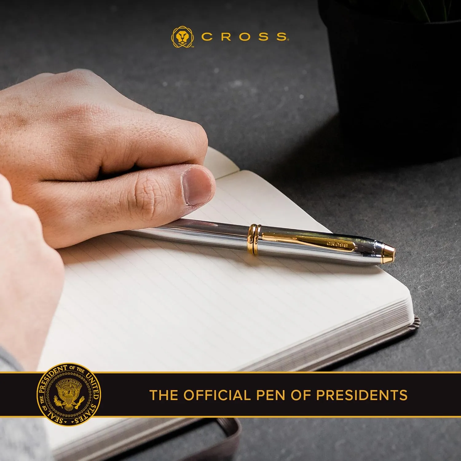 Cross Townsend Refillable Ballpoint Pen Presented in a Luxury Gift Box - Medium Point, Black Ink, Black & Gold