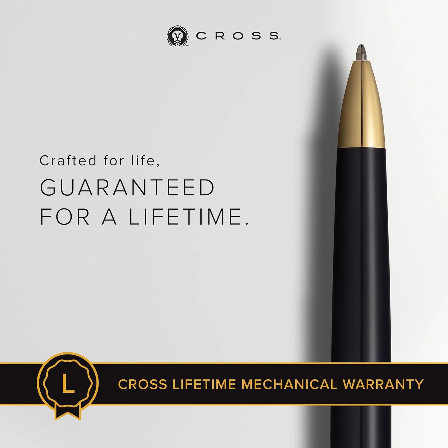Cross Townsend Refillable Ballpoint Pen Presented in a Luxury Gift Box - Medium Point, Black Ink, Black & Gold