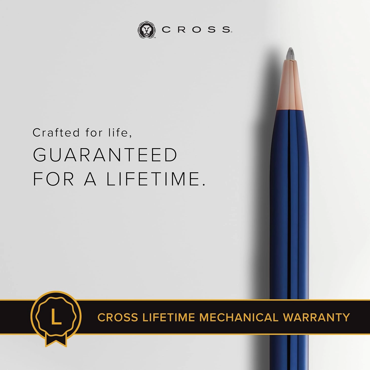 Cross Century II Refillable Ballpoint Pen Presented in a Luxury Gift Box - Medium Point, Black Ink, Translucent Cobalt Blue & Rose Gold