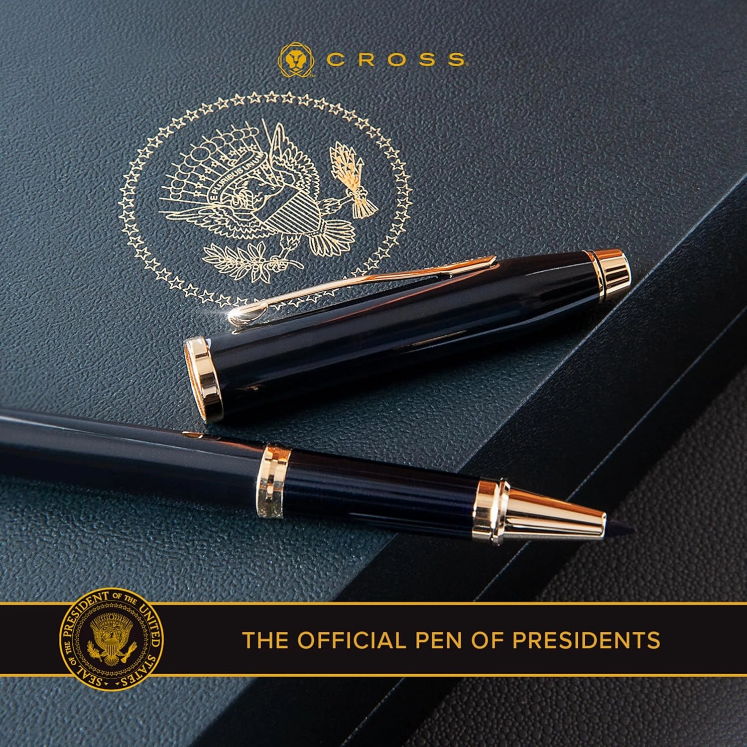 Cross Century II Refillable Rollerball Pen Presented in a Luxury Gift Box - Medium Point, Black Ink, Black & Gold