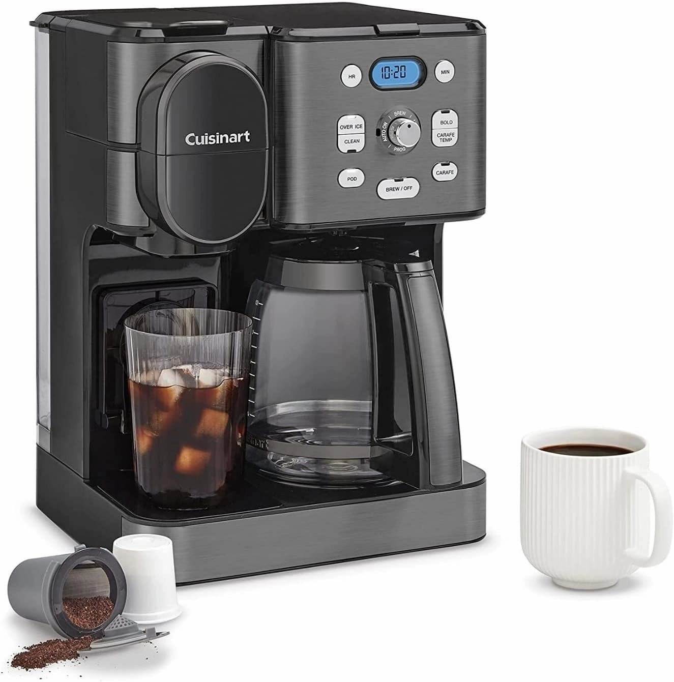 Cuisinart Coffee Maker, 12-Cup Glass Carafe, Automatic Hot & Iced Coffee Maker, Single Server Brewer, Black Stainless Steel, SS-16BKS