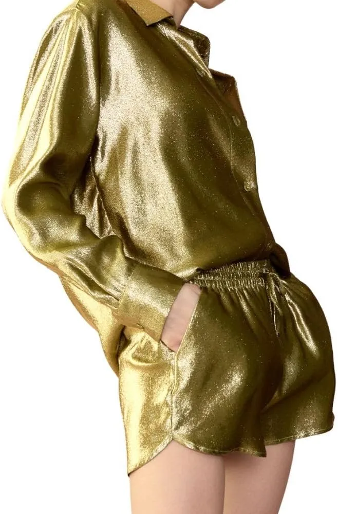 Cynthia Rowley Liquid Gold Lamé Shorts