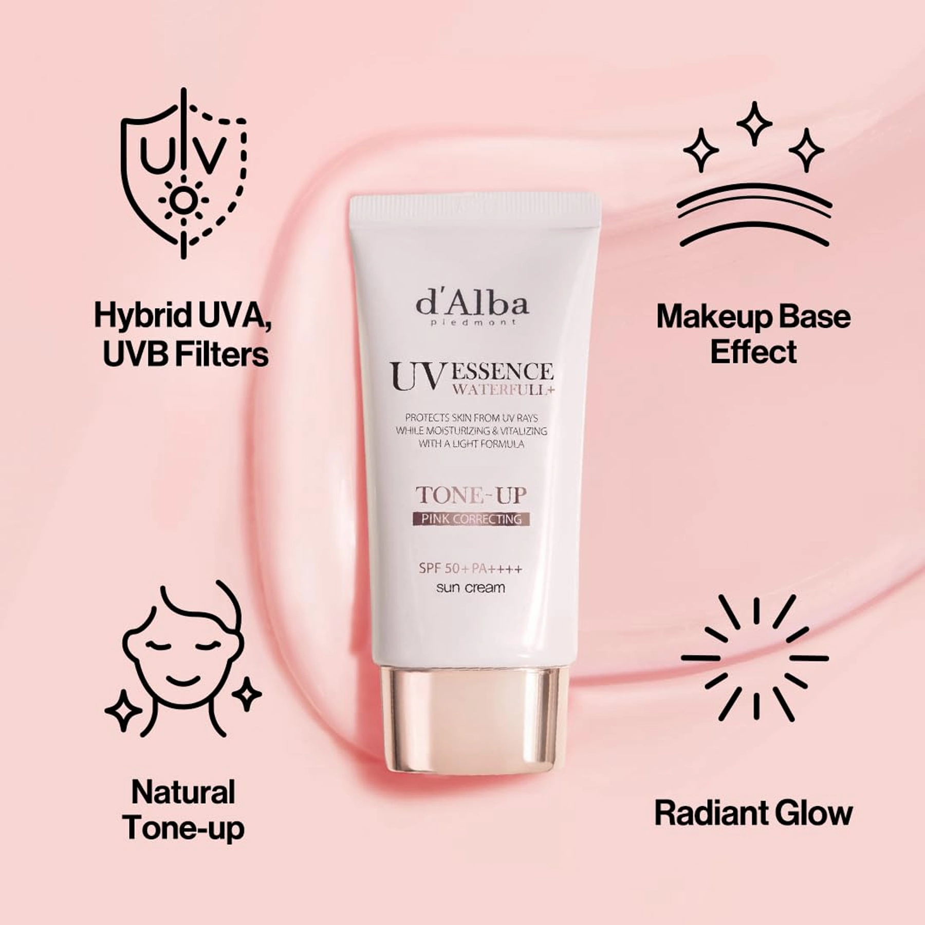 d'alba UV Essence Waterfull Tone Up PinkCorrecting Sun Cream Spf50  PA    