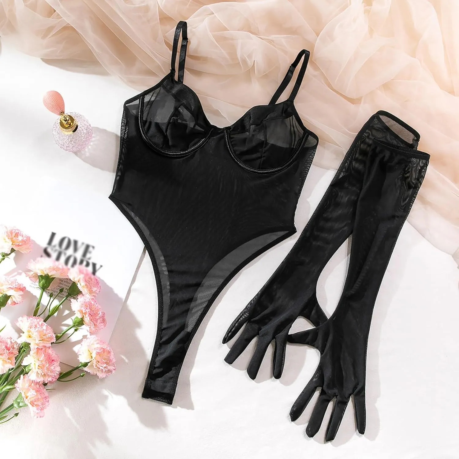 Daddy Shirt Lingerie Underwear Mesh Slim Stitching Texture Sexy Jumpsuit Womens Open