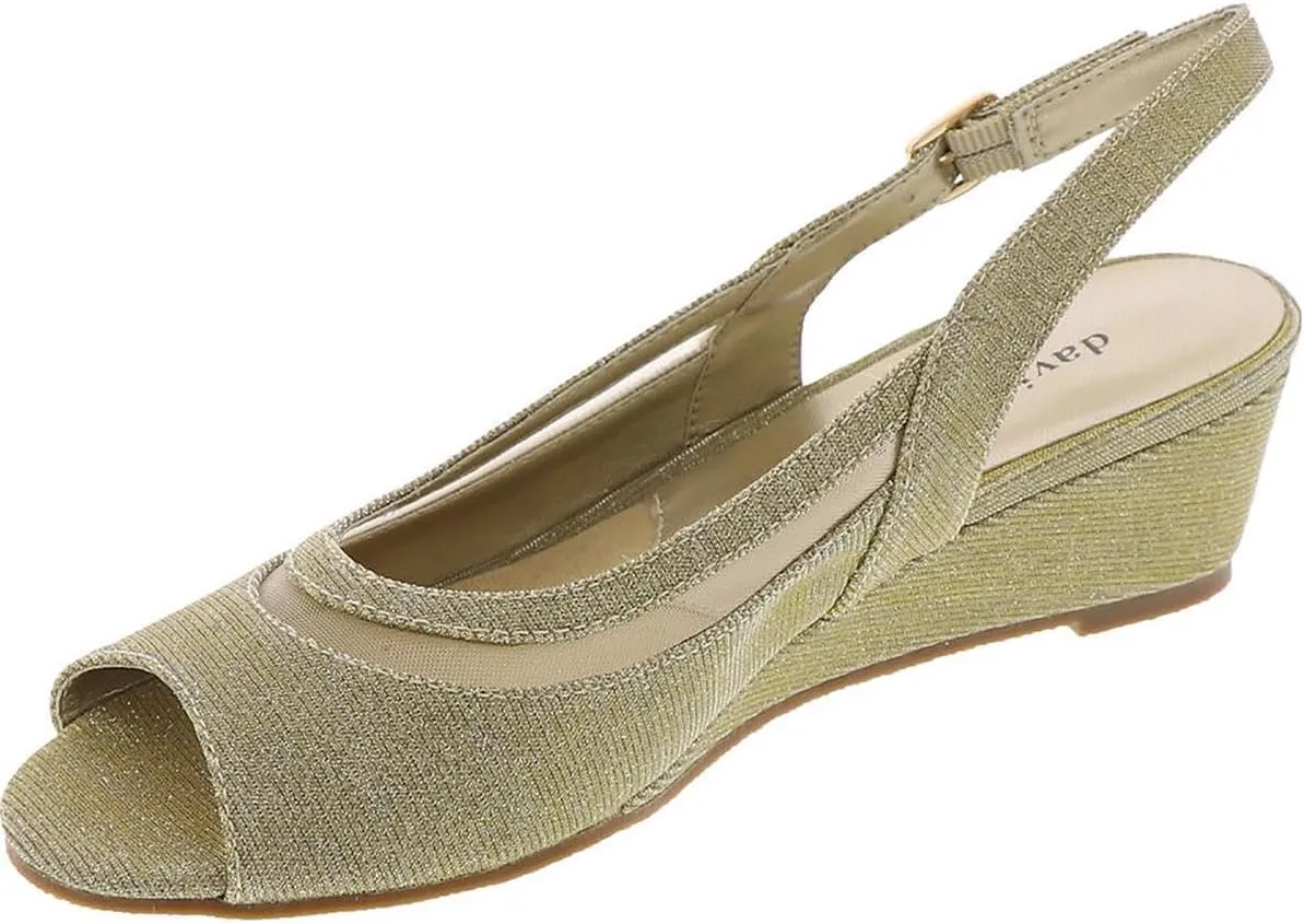 David Tate Womens Edith Glitter Peep-Toe Slingback Heels