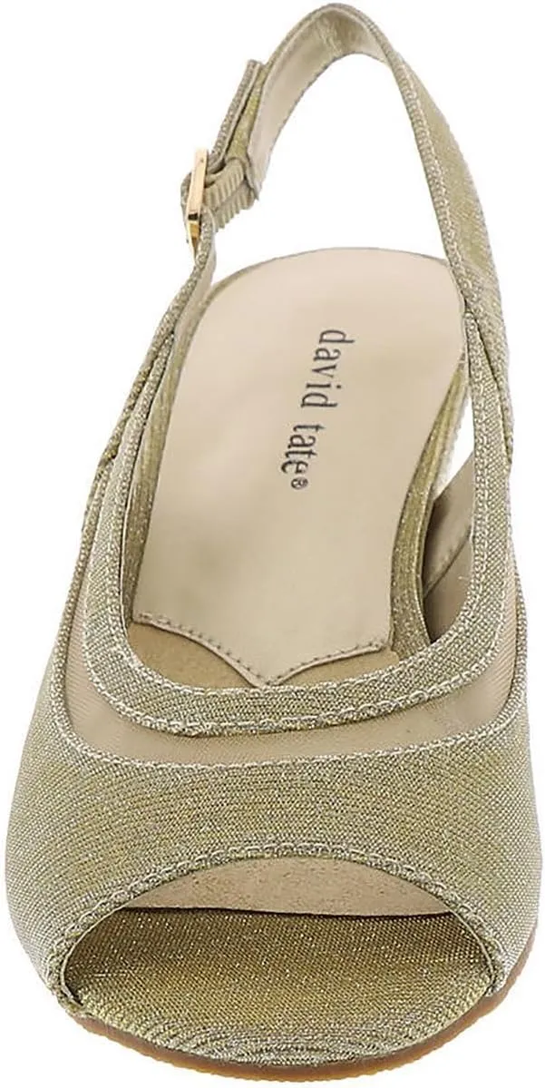 David Tate Womens Edith Glitter Peep-Toe Slingback Heels