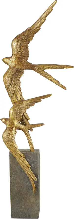 Deco 79 Polystone Bird Decorative Sculpture Home Decor Statue, Accent Figurine 7" x 3" x 20", Gold