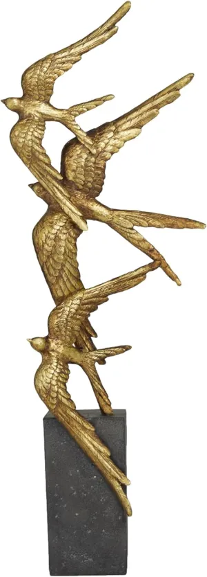 Deco 79 Polystone Bird Decorative Sculpture Home Decor Statue, Accent Figurine 8" x 4" x 21", Gold