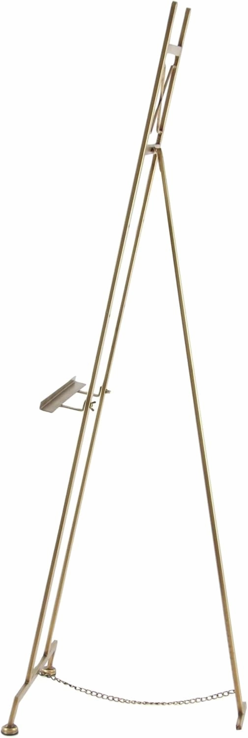 Deco 79 Metal Display Easel Large Adjustable 3 Tier Floor Standing Easel with Chain Support, Display Stand 16" x 19" x 57", Gold