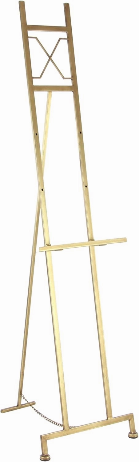 Deco 79 Metal Display Easel Large Adjustable 3 Tier Floor Standing Easel with Chain Support, Display Stand 16" x 19" x 57", Gold