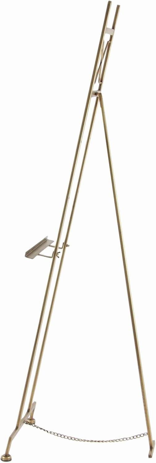 Deco 79 Metal Display Easel Large Adjustable 3 Tier Floor Standing Easel with Chain Support, Display Stand 16" x 19" x 57", Gold