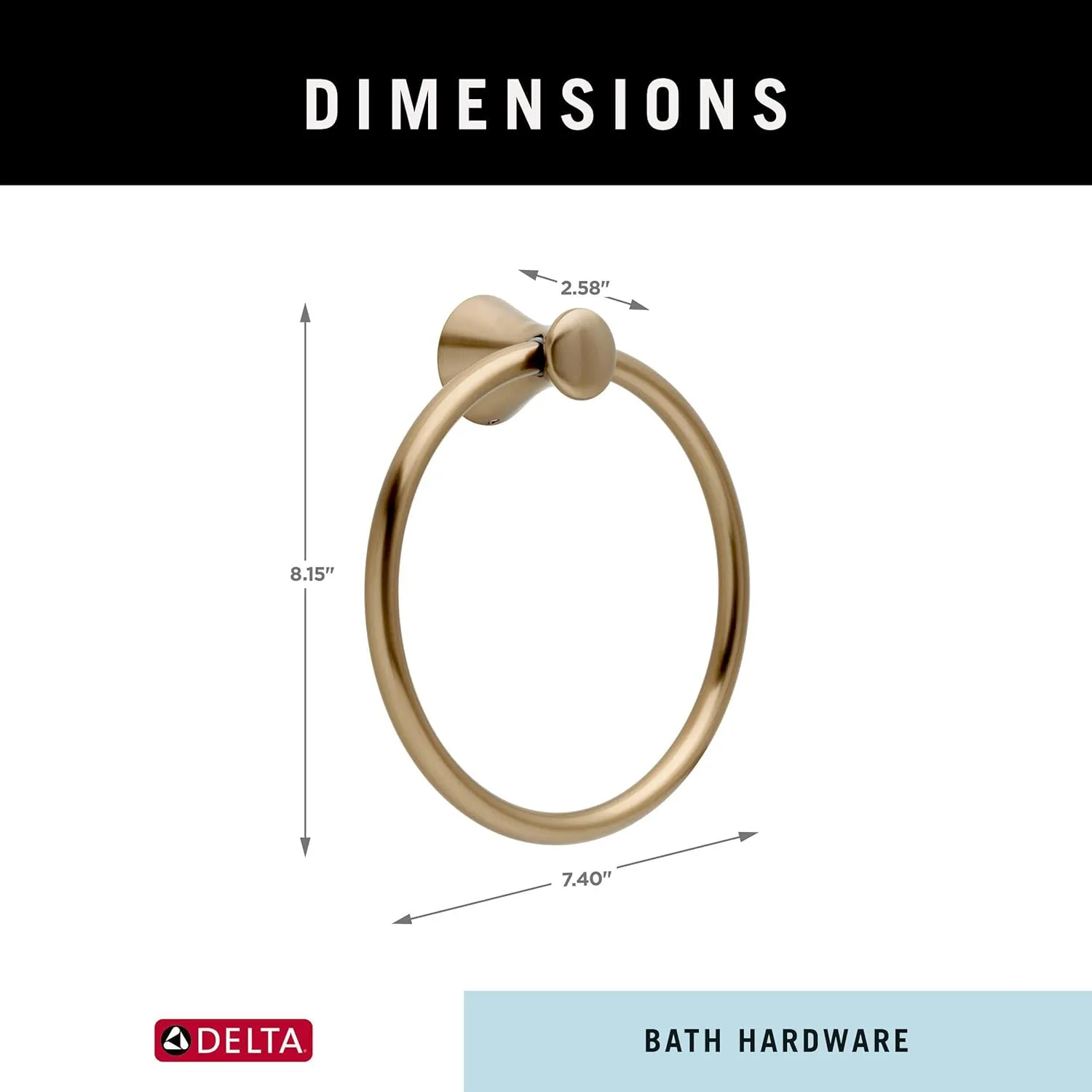 DELTA 73846-CZ Lahara Towel Ring, Champagne Bronze