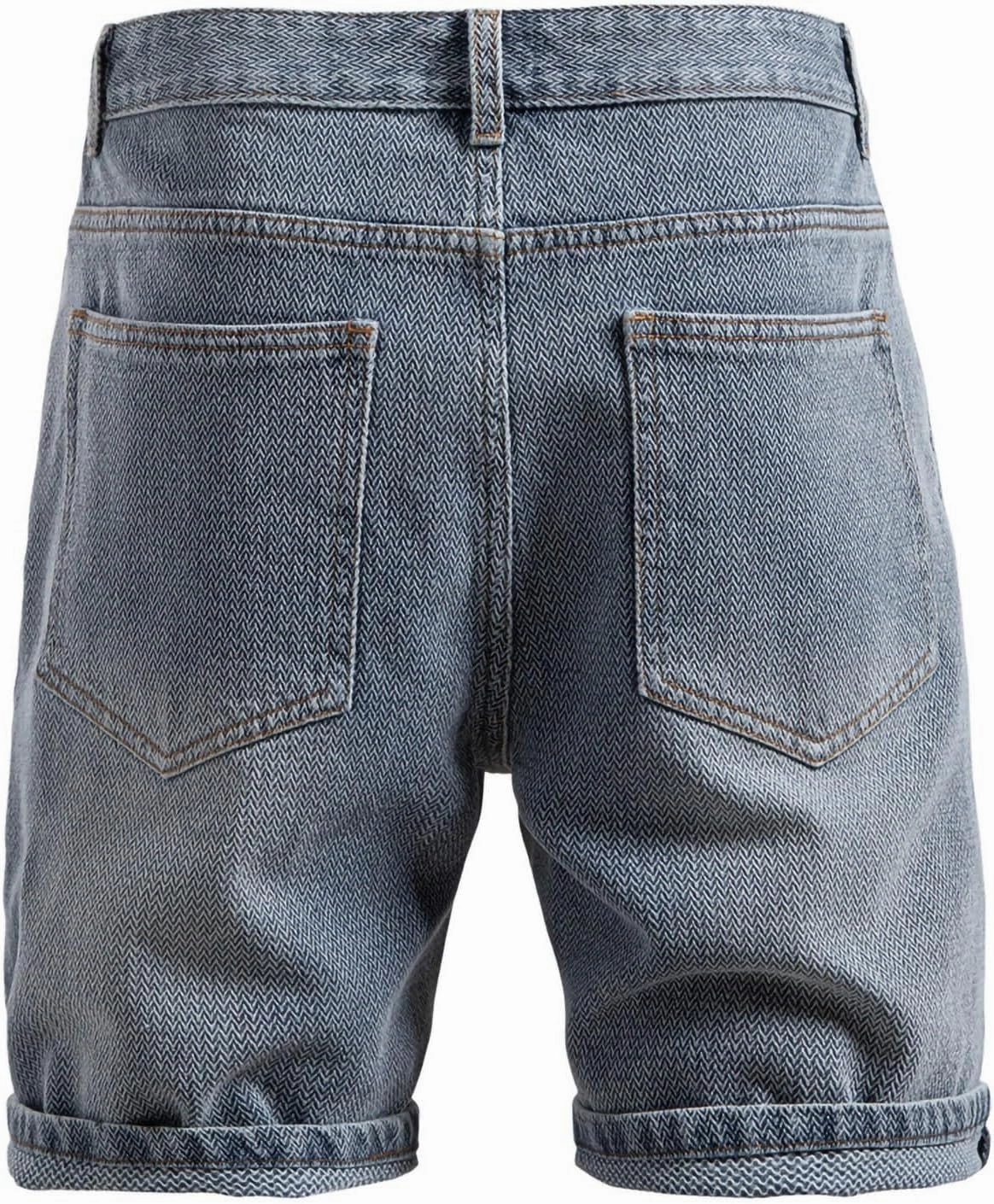Denim Shorts for Men Knee Length Half Pants Summer Skinny Jeans Casual Chino Shorts Classic Roll Up Short Pants Bottoms