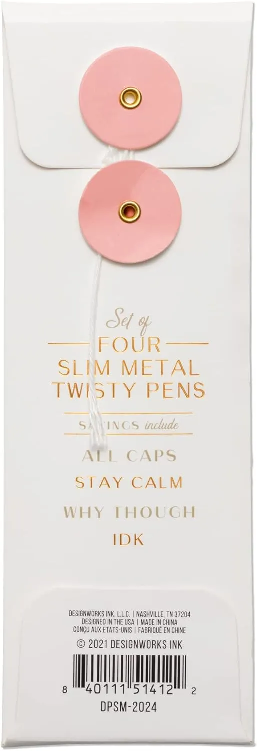 DesignWorks Ink Set of 4 Slim Metal Twisty Pens - Sass Set