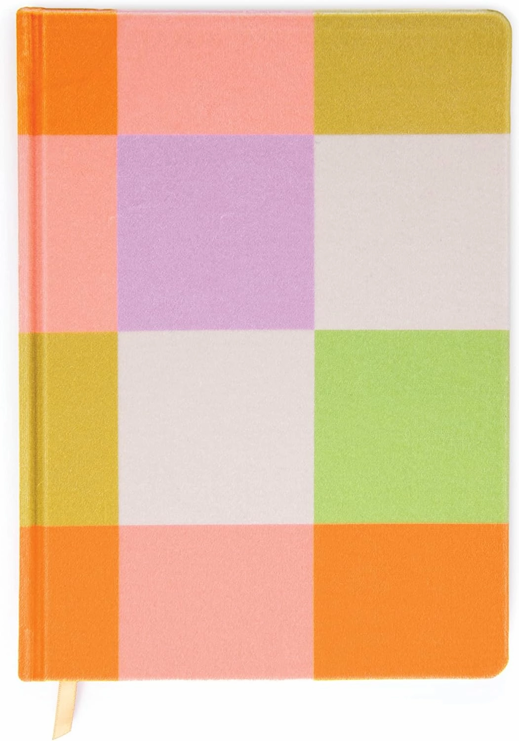 DesignWorks Ink Jumbo 7.5" x 10.25" Notebook Journal with 200 Lined Pages, Ribbon Marker, and Pockets, Velvet Rainbow Check
