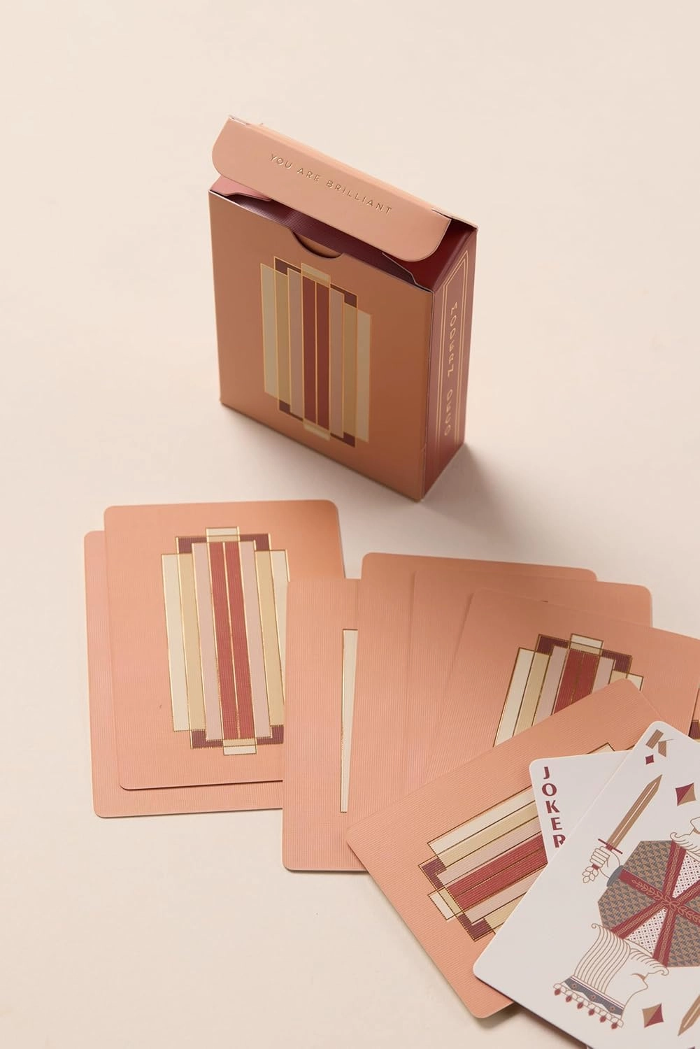 DesignWorks Ink Standard Index Decorative Playing Cards for Poker, Solitaire, and Other Card Games - Pink and Gold Modern Deco
