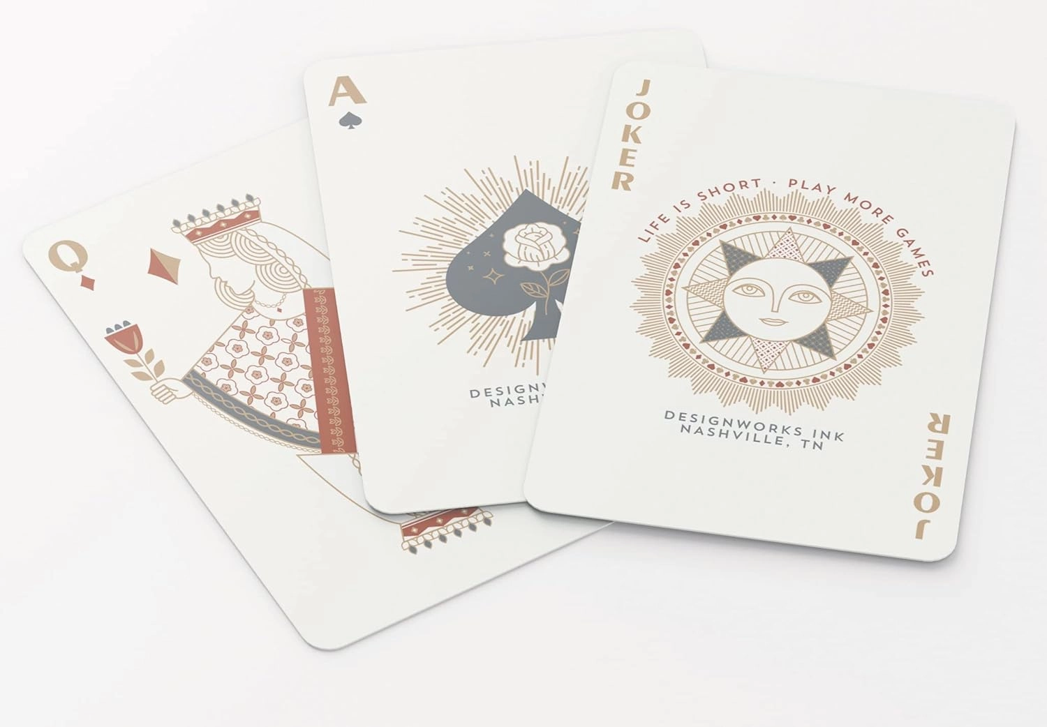 DesignWorks Ink Standard Index Decorative Playing Cards for Poker, Solitaire, and Other Card Games - Pink and Gold Modern Deco