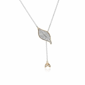 Diamond Leaf Lariat Necklace