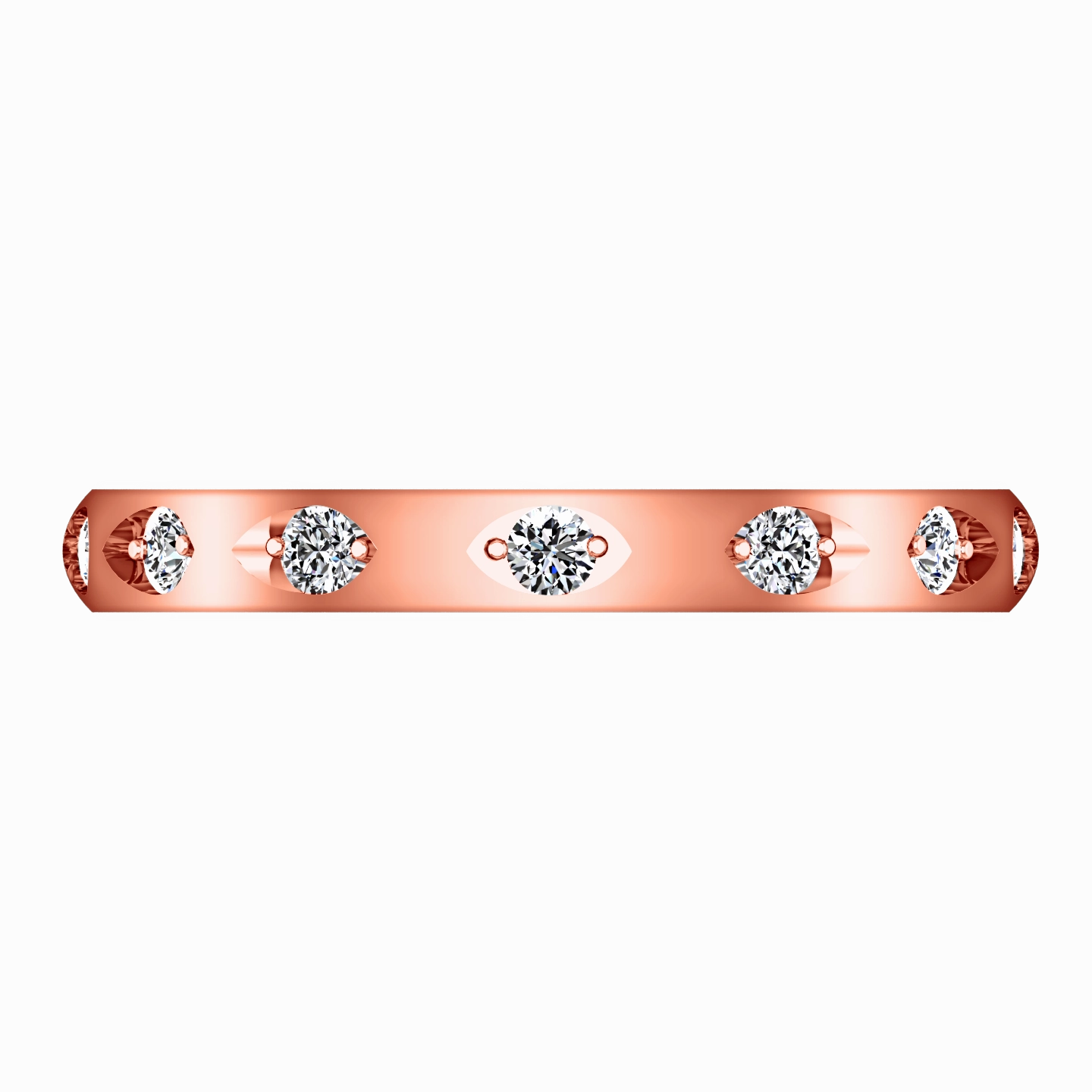 Diamond Wedding Band Jazz 0.12 Cts 14K Rose Gold