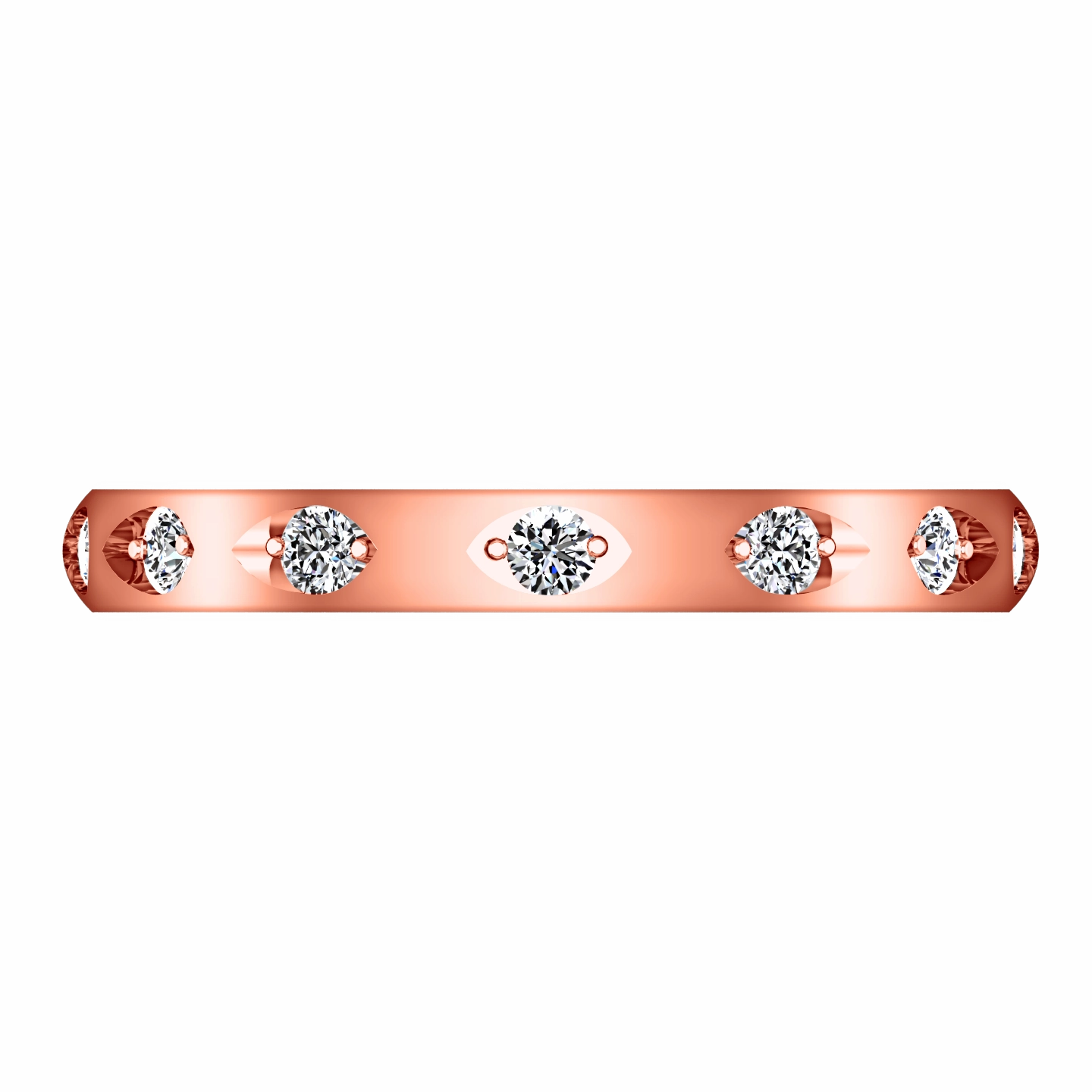 Diamond Wedding Band Jazz 0.12 Cts 14K Rose Gold
