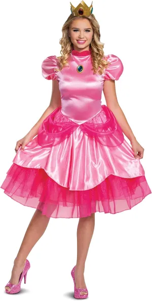 Disguise Princess Peach Costume, Official Nintendo Super Mario Bros Dress and Crown