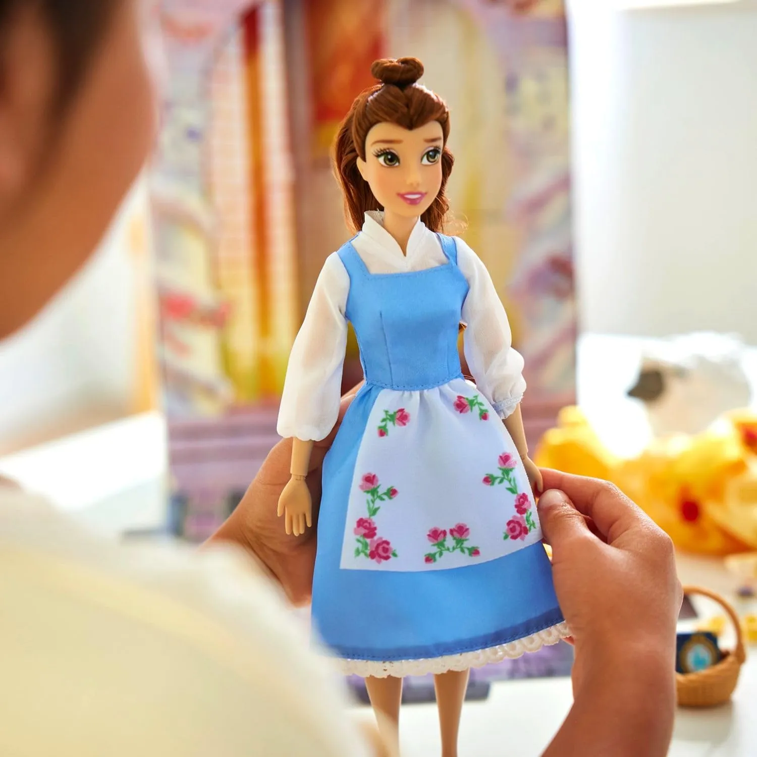 Disney Store Official Princess Story Doll (Belle from Beauty and The Beast) 11 Inches, Includes Coloring Book, Additional Dress Princess Doll in Classic Outfit Princess Toys for Girls