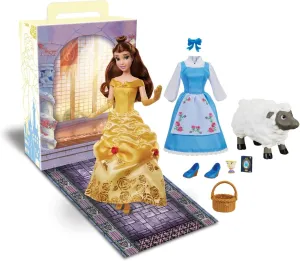 Disney Store Official Princess Story Doll (Belle from Beauty and The Beast) 11 Inches, Includes Coloring Book, Additional Dress Princess Doll in Classic Outfit Princess Toys for Girls