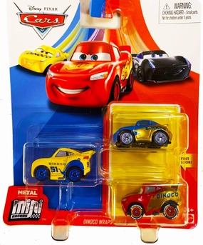 Disney Pixar Cars Mini Racers 3 Pack Dinoco Wraps Sally, Lightning McQueen, Cruz Ramirez