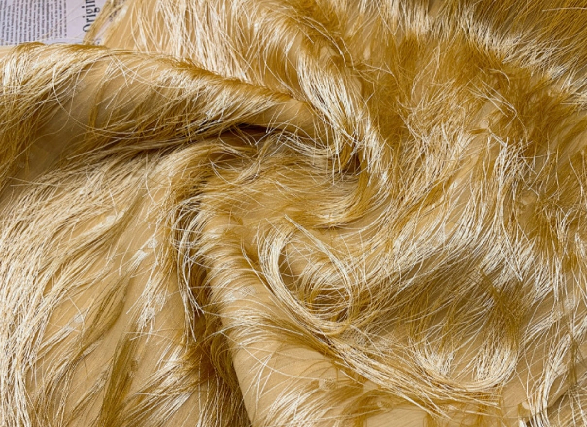 Dobby Long-Fringed Plain Weave - Yellow