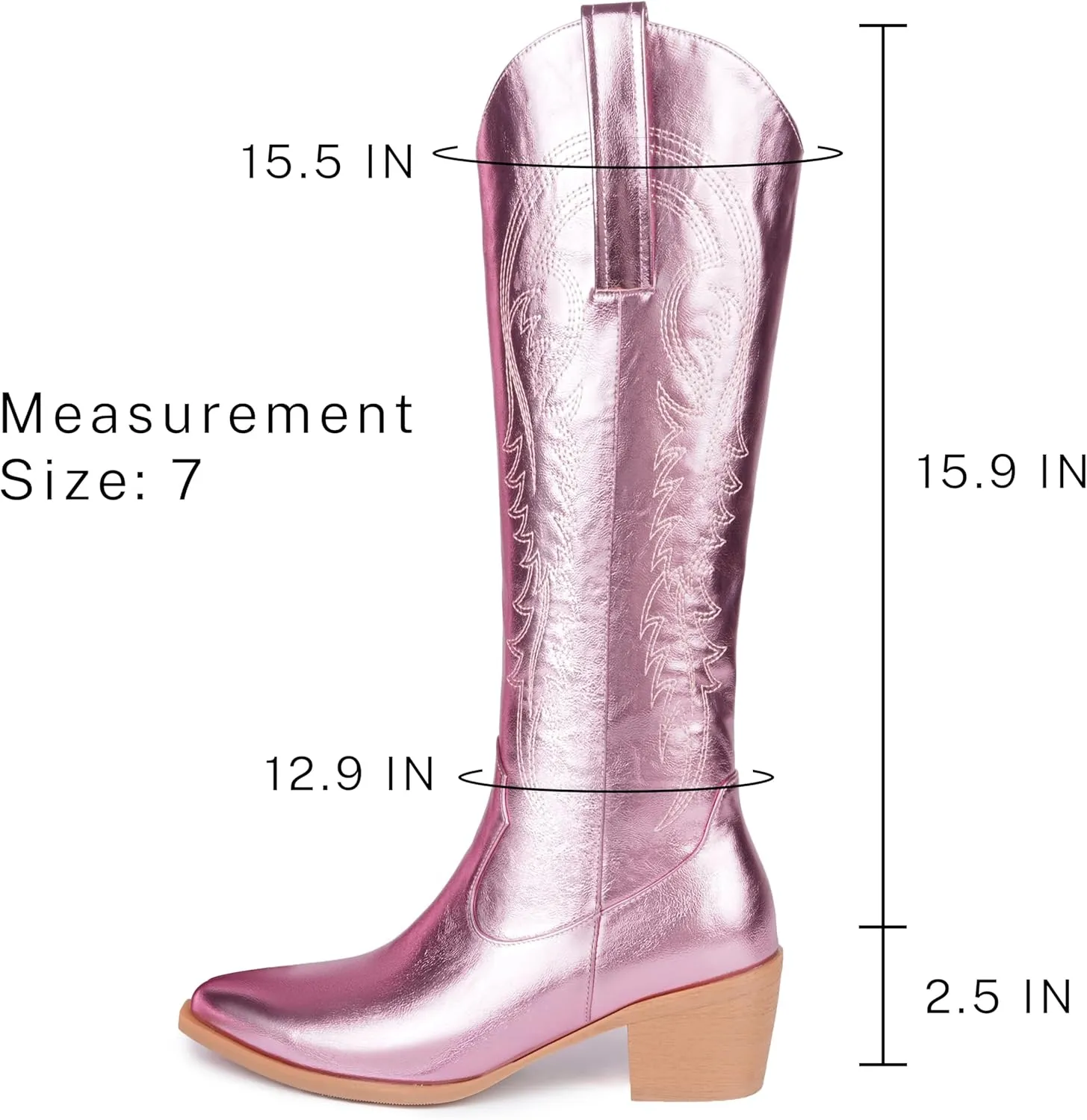 DOBOYG Women Cowboy Boots Western Embroidered Knee High Wide Calf Country Boots Chunky Heel Retro Classic Pull On Tall Cowgirl Boots for Women Perfect for Country Concert Outfits