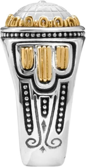 Dome Sterling Silver,18k Gold & Mothe of Pearl Ring DKJ973-313 S7