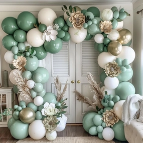 Dusty Green Gold Balloon Garland Double Stuffed White Light Green Gold Balloon Arch Different Sizes Balloons Kit For Baby Shower Birthday Wedding Anniversary Graduation Party Decorations